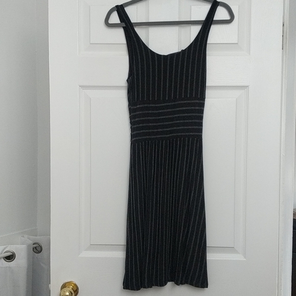 Black and grey pinstripe fit and flare dress. - Picture 3 of 3